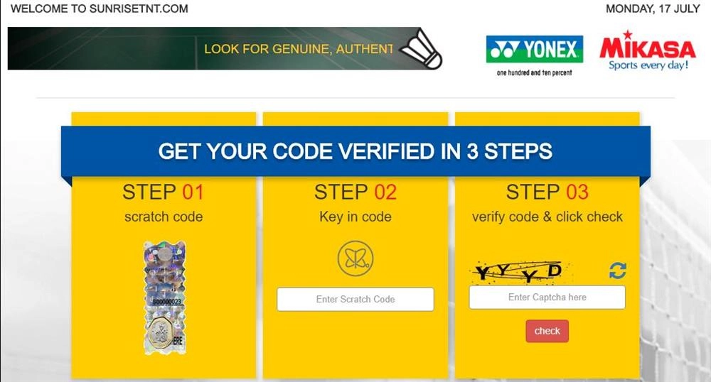 Check mã vợt cầu lông Yonex trên website
